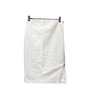 Express Design Studio White Lined Skirt Sz 4 Gold Exposed Side Zip Pencil NEW